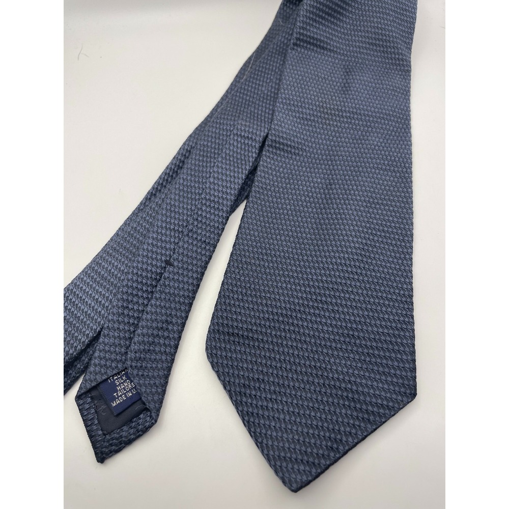 Paul Fredrick Mens Blue Italian Silk Textured Hand Tailored Necktie Made in USA